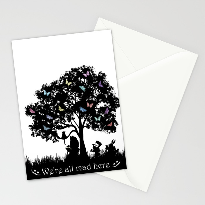 We're All Mad Here III - Alice In Wonderland Silhouette Art Stationery Cards