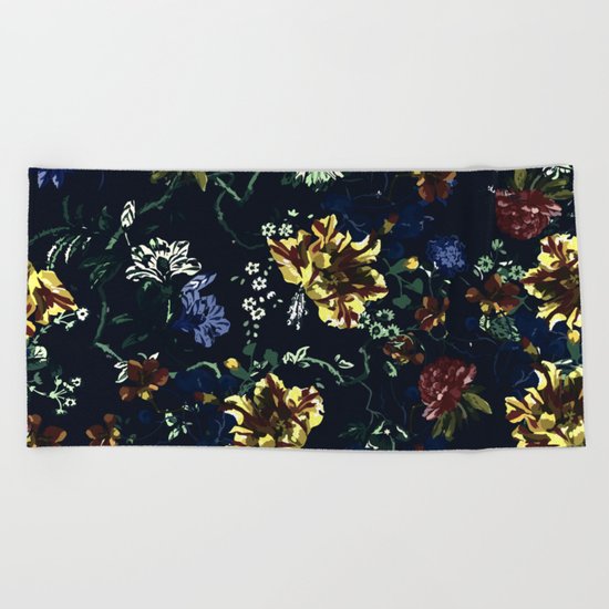 Botanical Dark Garden Beach Towel