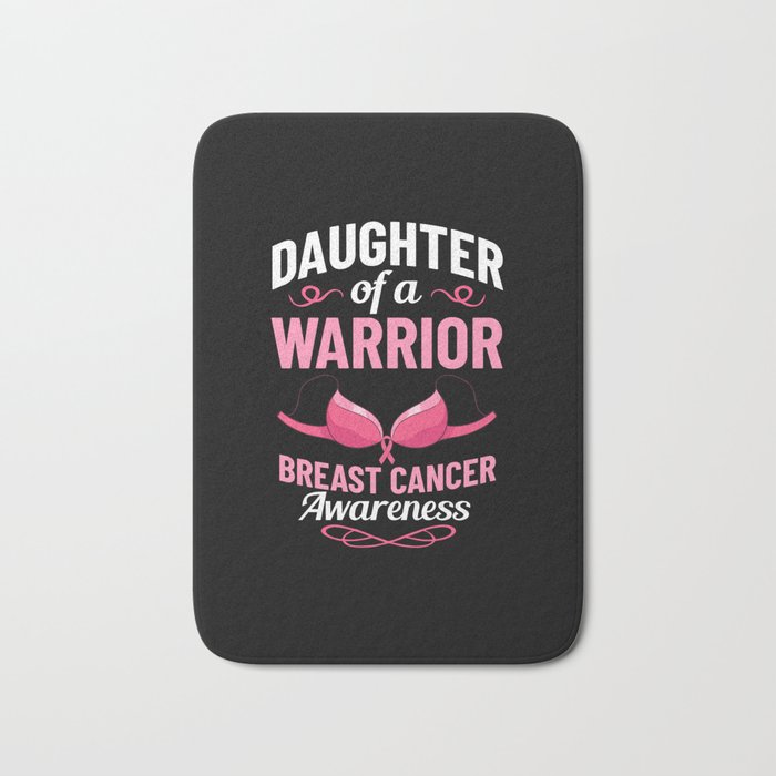 Breast Cancer Ribbon Awareness Pink Quote Bath Mat