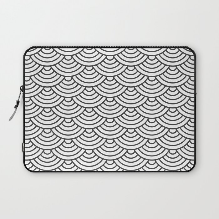Dark grey Japanese wave pattern Laptop Sleeve