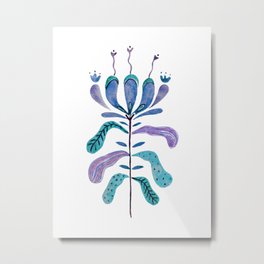 Folk Flower/Blue Metal Print