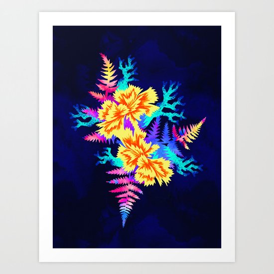 Coral Carnation - Yellow/Blue Art Print