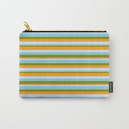 [ Thumbnail: Sky Blue, Green, Orange, and Lavender Colored Lines Pattern Carry-All Pouch ]