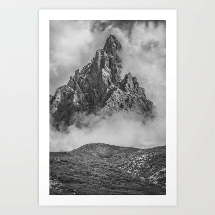 Dolomites Black and White Art Print