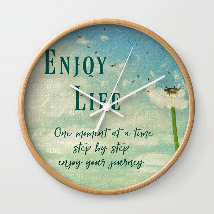 Enjoy Life Quotes Typography Wall Clock By Quotelifeshop Society6