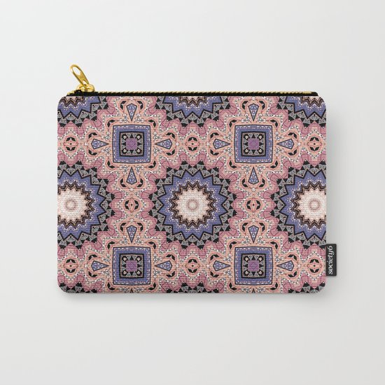 Pink blue ethnic pattern . Carry-All Pouch