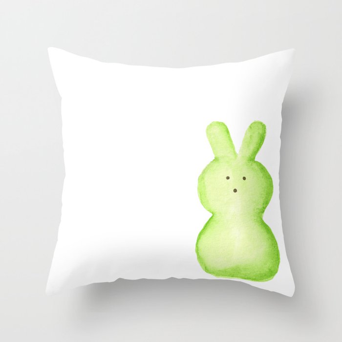 Green Bunny Throw Pillow