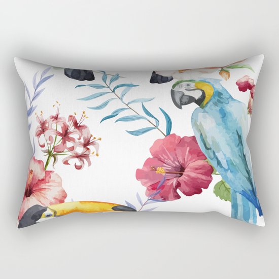 Tropical Bird Pattern 01 Rectangular Pillow