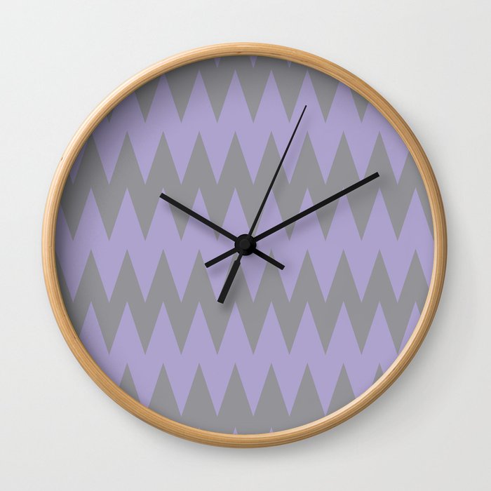 Zigzag Line Pattern Color of the Year 2021 Ultimate Gray 17-5104 and Lavender 15-3817 Purple Wall Clock