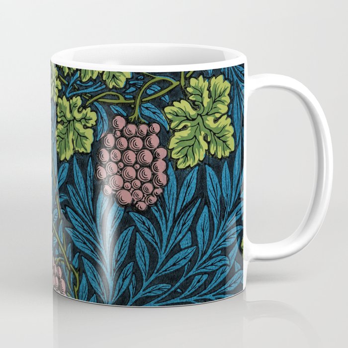 William Morris Midnight blue grapes and grape vines vineyard textile pattern 19th century floral print Coffee Mug