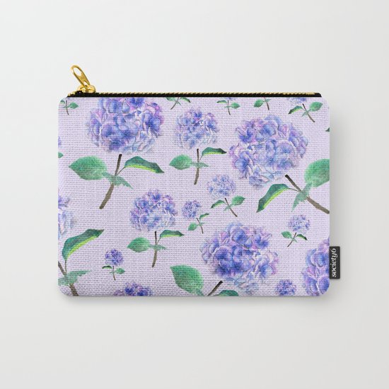 purple blue hydrangea in purple background Carry-All Pouch