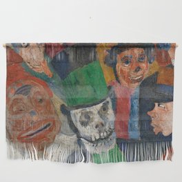 Ensor's skeleton; Christ's entry into Brussels grotesque art skull portrait painting surrealism by James Ensor  Wall Hanging
