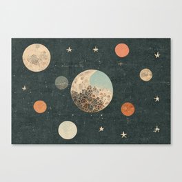 Moonscape - Lunar and Planetary Pattern in Vintage Colors Canvas Print