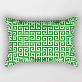 Green and White Greek Key Pattern Rectangular Pillow