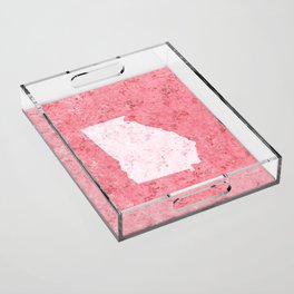State of Georgia | Light Pink Shape on Dark Pink Background Acrylic Tray