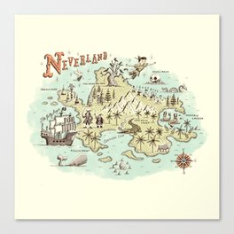 Neverland Map Canvas Print