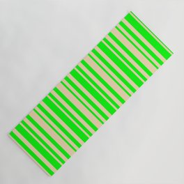 [ Thumbnail: Lime & Tan Colored Lines/Stripes Pattern Yoga Mat ]