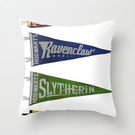 Vintage Hogwart's Pennant Collection Throw Pillow