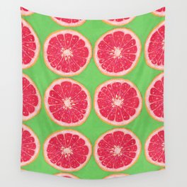 Grapefruit in Lime Green Wall Tapestry