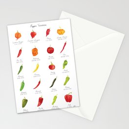 Watercolor Pepper Varieties Stationery Cards