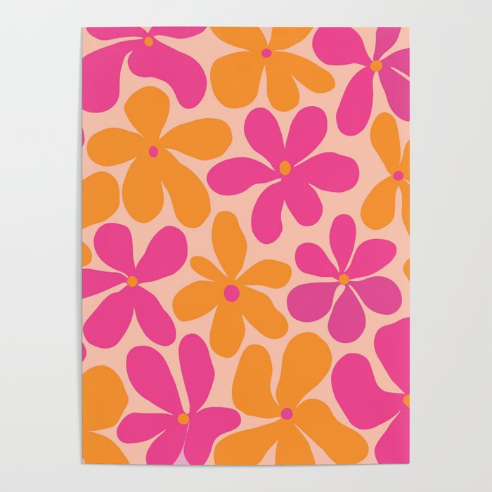 Groovy Pink Flower Wrapping Paper by Simple Decor