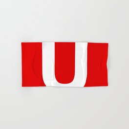 Letter U (White & Red) Hand & Bath Towel