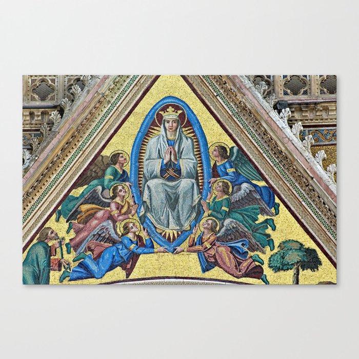 Virgin Mary assumed into Heaven Orvieto Cathedral Facade Mosaic Canvas Print