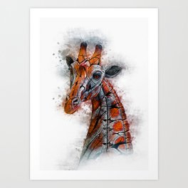 Giraffe Art Art Print | Decoration, Neck, Africa, Wildlife, Safari, African, Wilderness, Head, Tall, Nature 