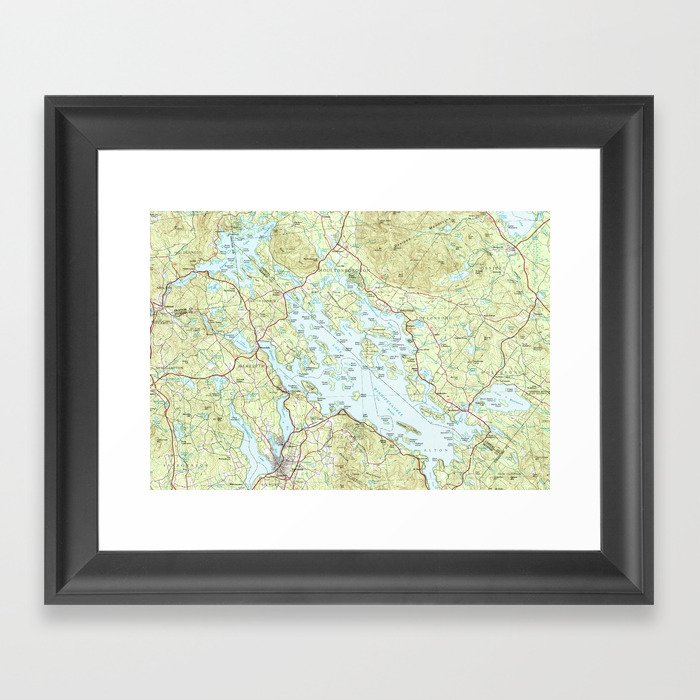 Lake Winnipesaukee Map (1986) Framed Art Print