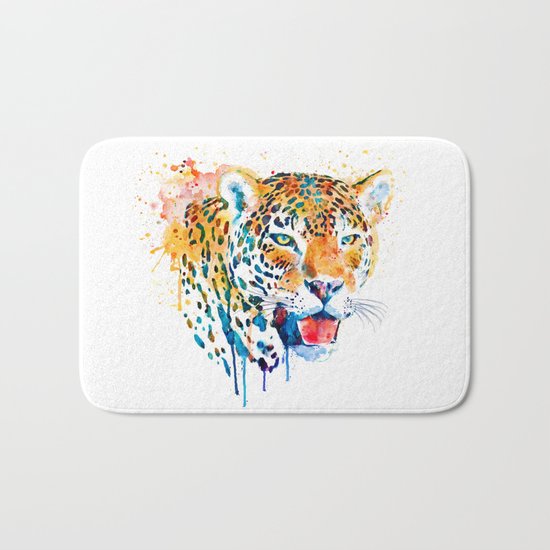Leopard Head Portrait Bath Mat