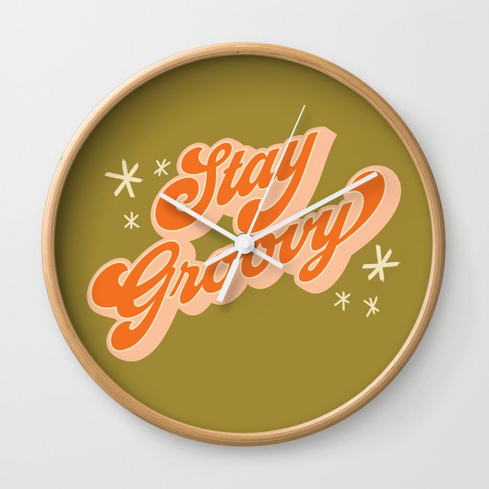 Stay Groovy 70s Style Quote Wall Clock
