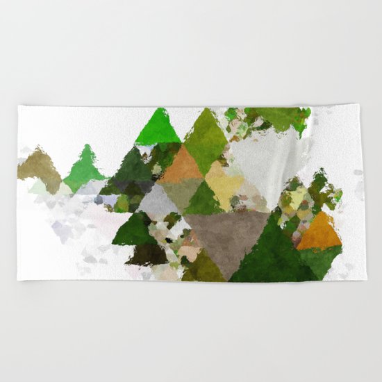 Spring Triangles - Fresh green and white triangle pattern - Greenery on #Society6 Beach Towel