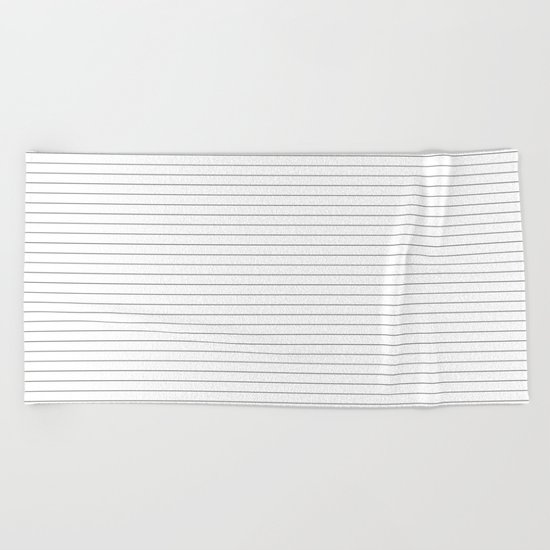 White Black Lines Minimalist Beach Towel