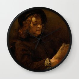 Rembrandt - Titus Reading (study in direct and reflected light) Wall Clock
