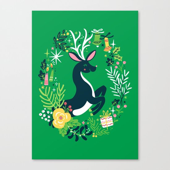Festive Deer Canvas Print
