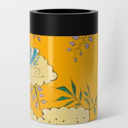 Butterflies on Flowers Vintage Japanese Botanical Print Can Cooler