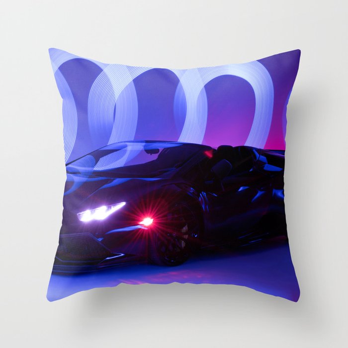 Car Light Painting Purple Throw Pillow