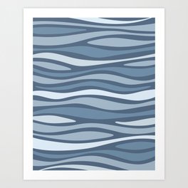Blue Ocean Waves. Wavy Sea Pattern. Art Print
