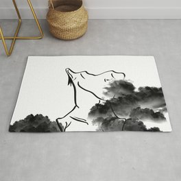 abstract head behind the clouds Area & Throw Rug