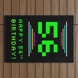 [ Thumbnail: 56th Birthday - Nerdy Geeky Pixelated 8-Bit Computing Graphics Inspired Look Outdoor Rug ]
