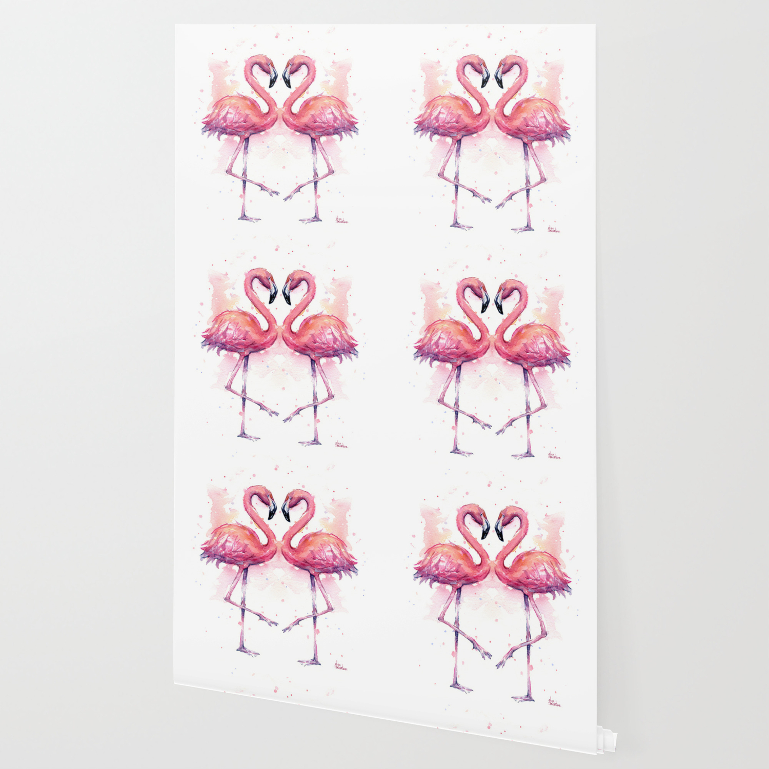 Flamingo Watercolor Two Flamingos In Love Wallpaper By Olechka