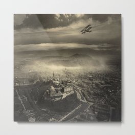 Edinburgh by Air, Scotland, 1920 aerial black and white photograph / photography Metal Print | Raysofsun, London, Sunlight, England, Photographs, And, Black, Bedroom, Wales, Black And White 