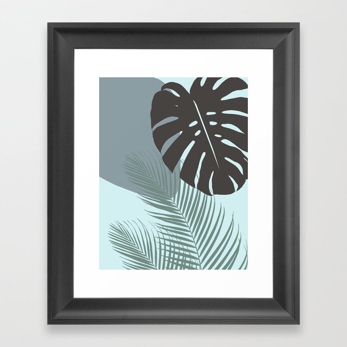 Minimal Monstera Palm Finesse #2 #tropical #decor #art #society6 Framed Art Print