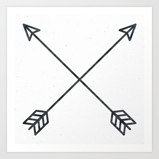 Black Arrows on White Paper Art Print