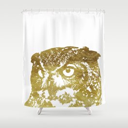 Faux Gold Foil Owl Shower Curtain