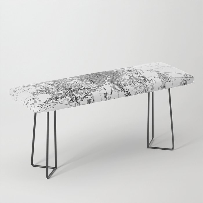 Springfield White Map Bench