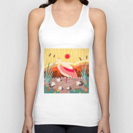 Roseate Spoonbill in the Sunset Unisex Tank Top
