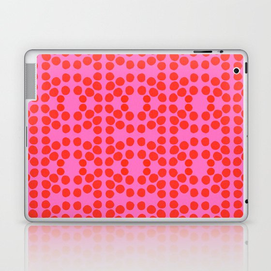 Big Red Dots On Hot Pink Eye Design Mid-Century Modern Scandi Bold Bright Polka Dots Pattern Laptop & iPad Skin