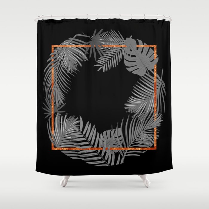 Tropical Square Copper Black And Gray Shower Curtain By Marilenaxiari
