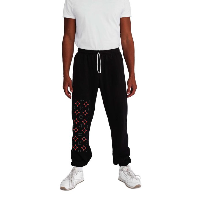Circle and abstraction 18- red and black Sweatpants